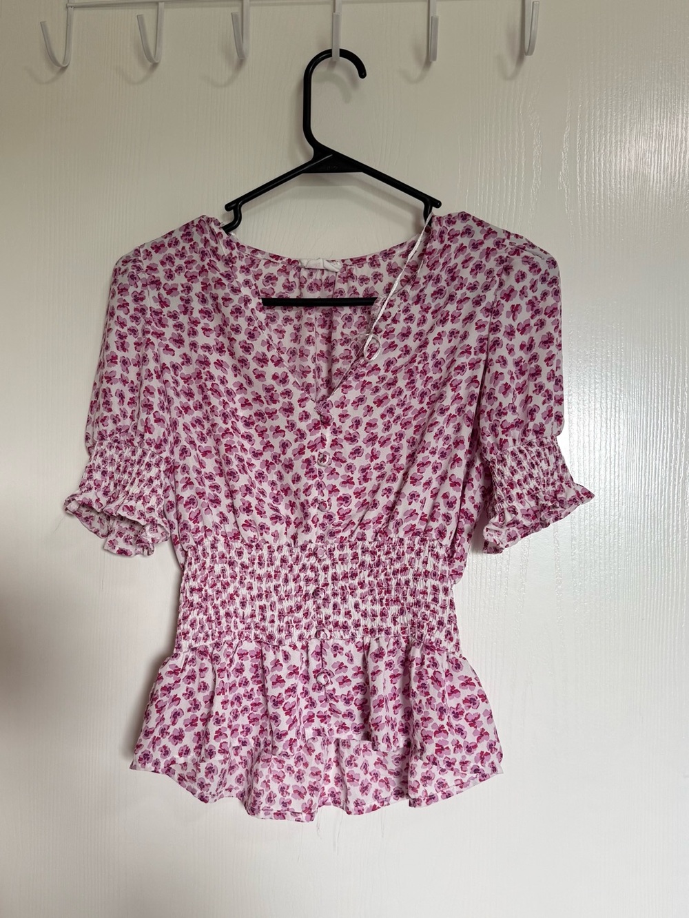 Sienna Sky Pink Floral Smocked Peplum Top
